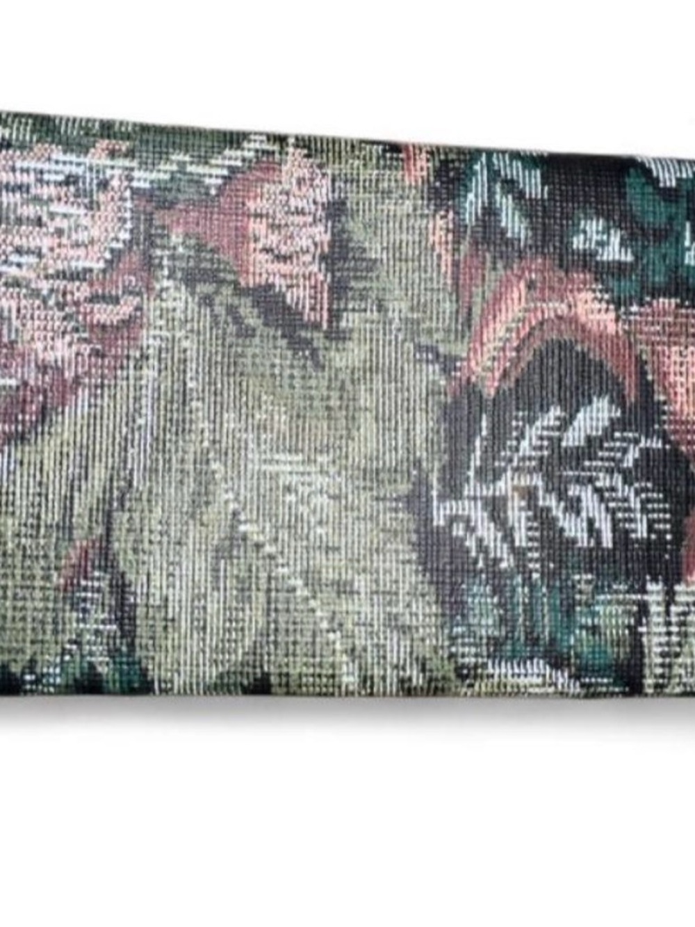 Floral Tapestry Zip Clutch in Green and Rose